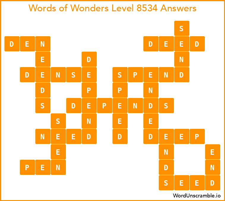 Words of Wonders Level 8534 Answers