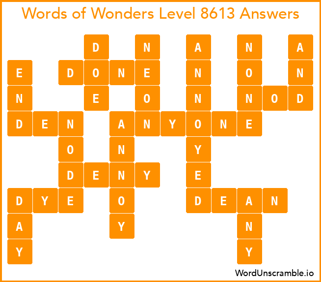 Words of Wonders Level 8613 Answers