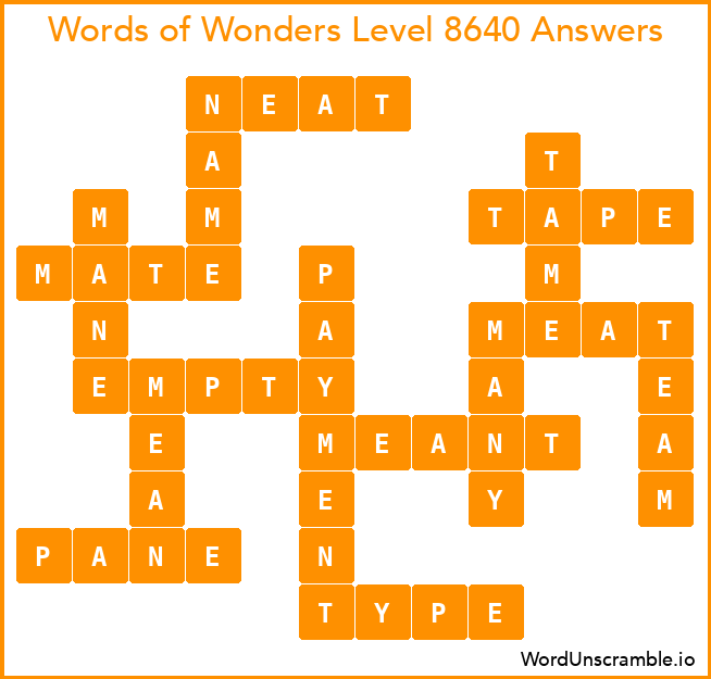 Words of Wonders Level 8640 Answers