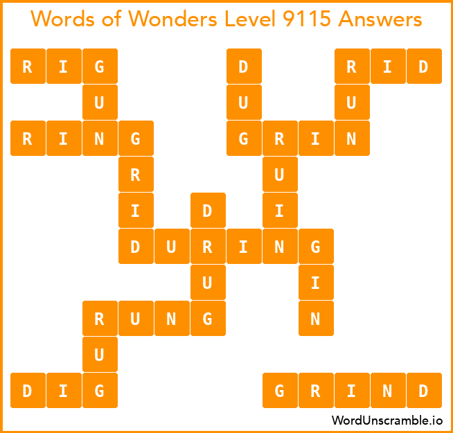 Words of Wonders Level 9115 Answers