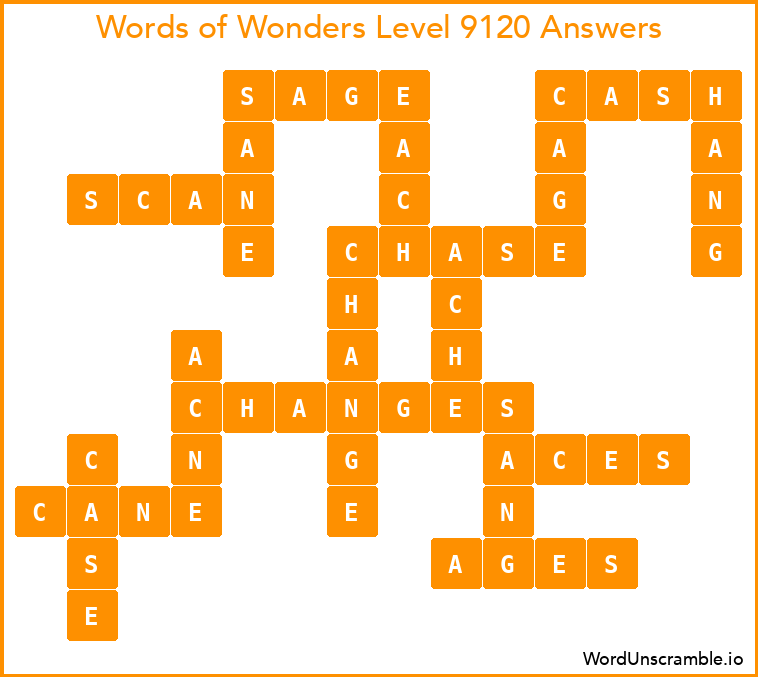 Words of Wonders Level 9120 Answers