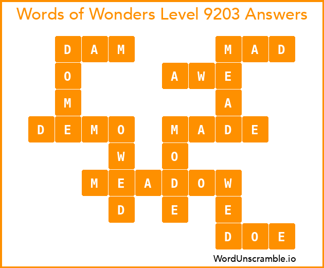 Words of Wonders Level 9203 Answers