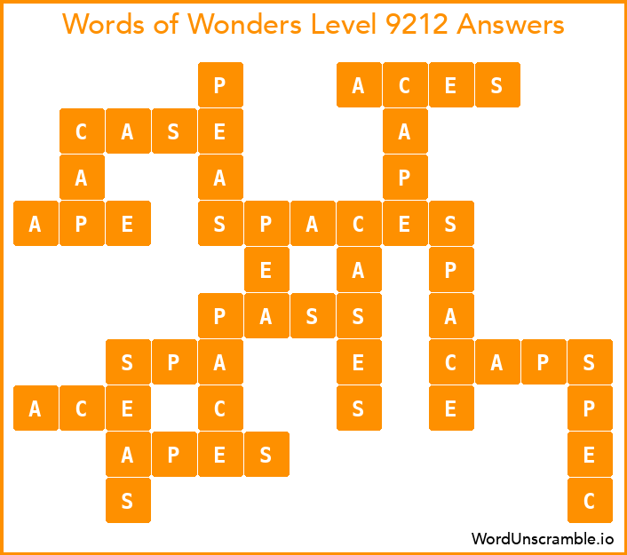 Words of Wonders Level 9212 Answers