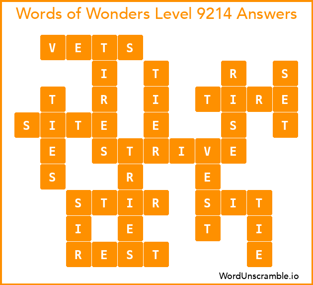 Words of Wonders Level 9214 Answers