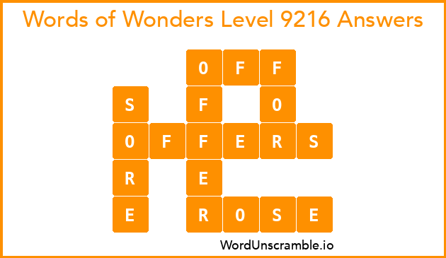 Words of Wonders Level 9216 Answers