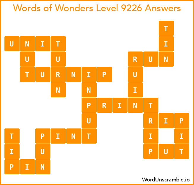 Words of Wonders Level 9226 Answers