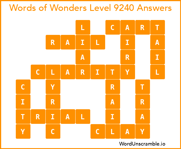 Words of Wonders Level 9240 Answers