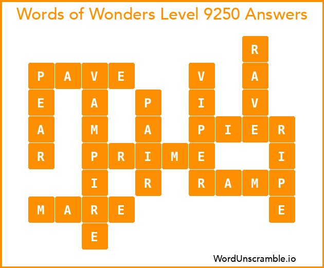 Words of Wonders Level 9250 Answers