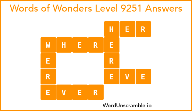 Words of Wonders Level 9251 Answers