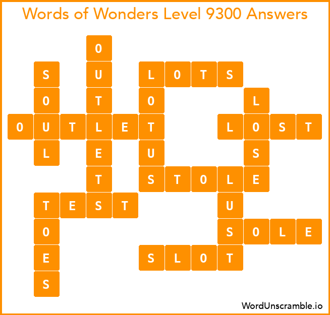 Words of Wonders Level 9300 Answers