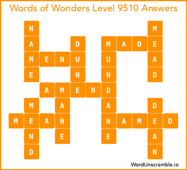 Words of Wonders Level 9510 Answers