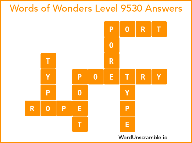 Words of Wonders Level 9530 Answers