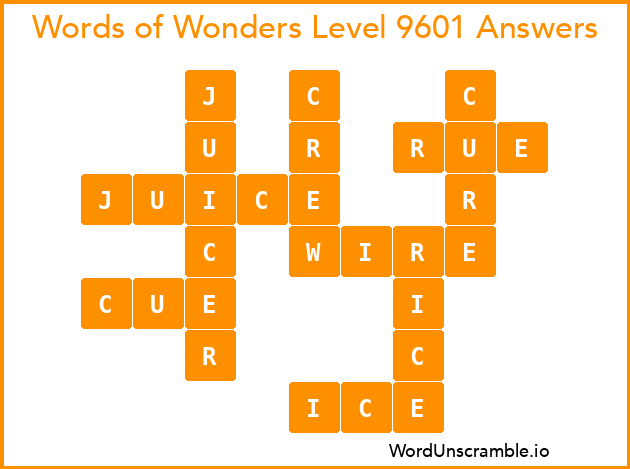 Words of Wonders Level 9601 Answers