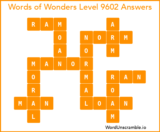 Words of Wonders Level 9602 Answers