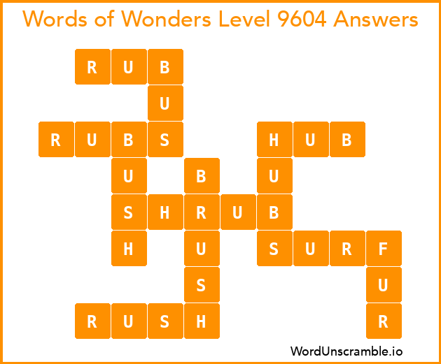 Words of Wonders Level 9604 Answers