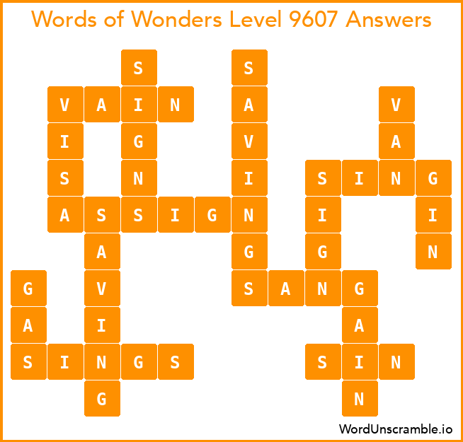 Words of Wonders Level 9607 Answers
