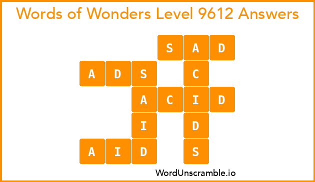 Words of Wonders Level 9612 Answers
