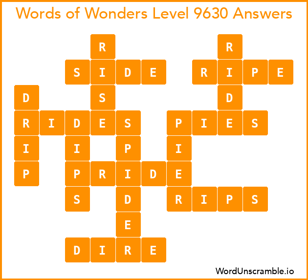Words of Wonders Level 9630 Answers