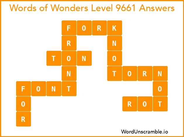 Words of Wonders Level 9661 Answers