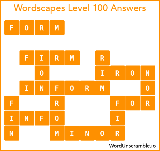 Wordscapes Level 100 Answers