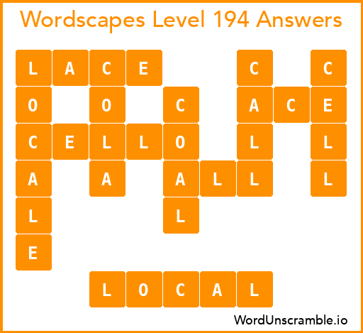 Wordscapes Level 194 Answers