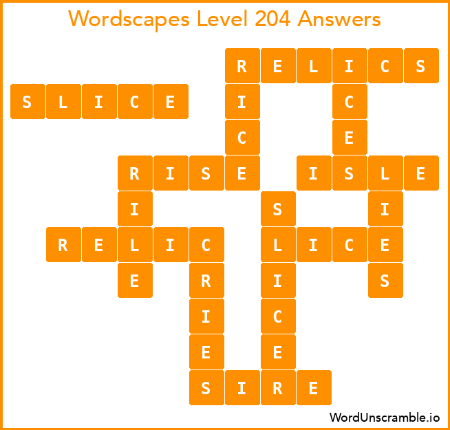 Wordscapes Level 204 Answers
