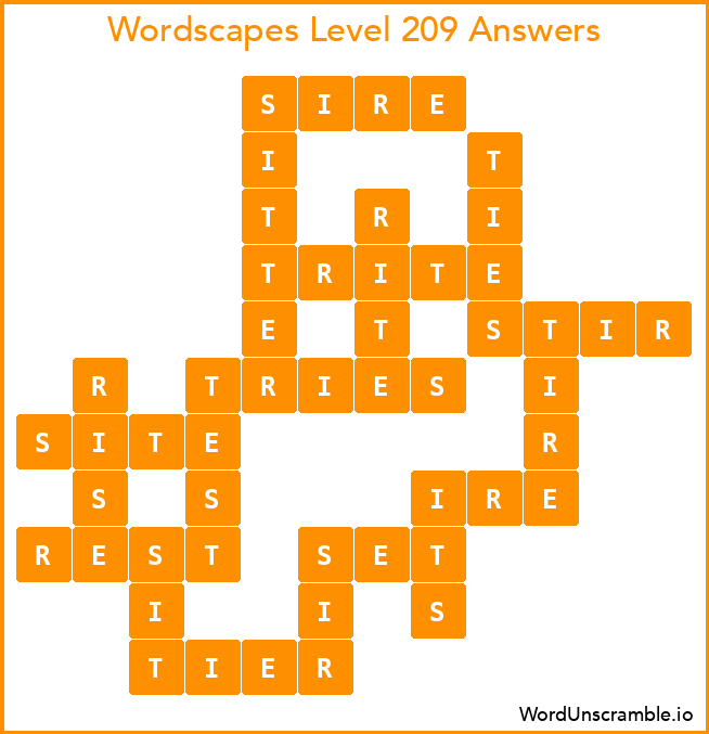 Wordscapes Level 209 Answers