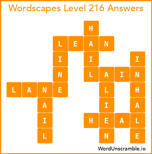 Wordscapes Level 216 Answers