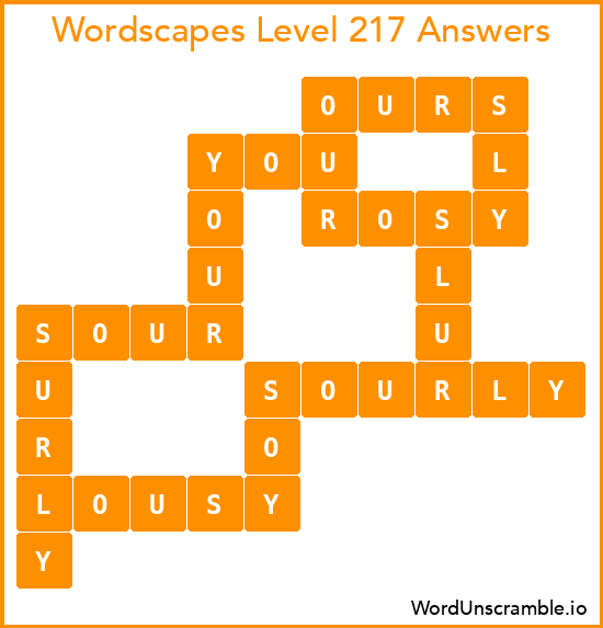 Wordscapes Level 217 Answers