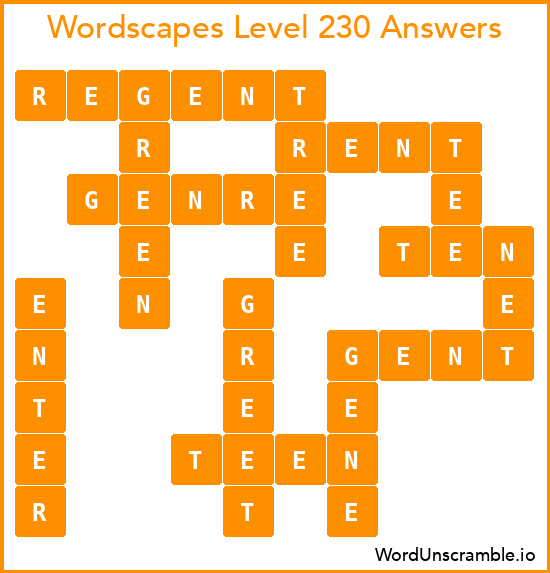 Wordscapes Level 230 Answers