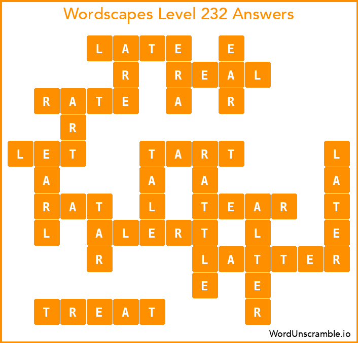 Wordscapes Level 232 Answers