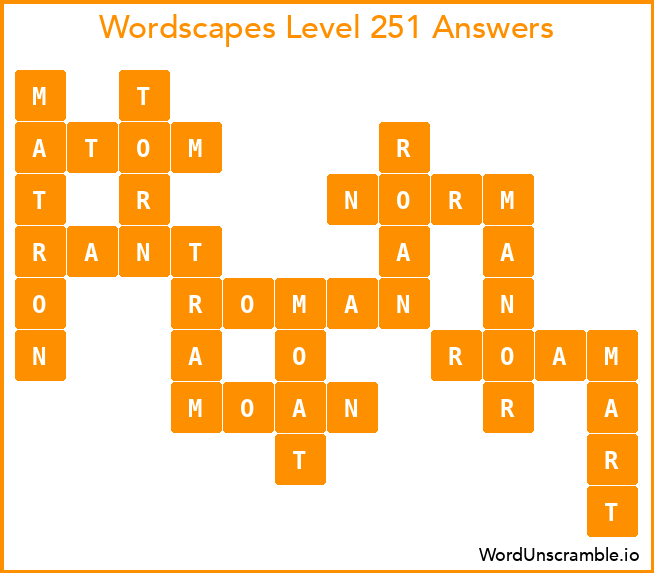 Wordscapes Level 251 Answers
