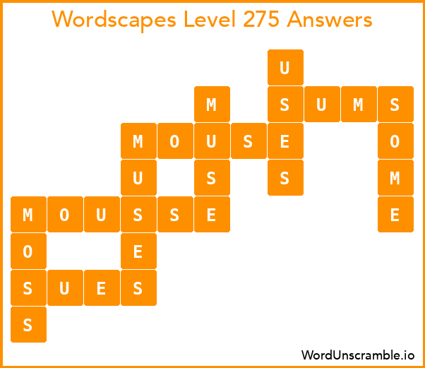 Wordscapes Level 275 Answers