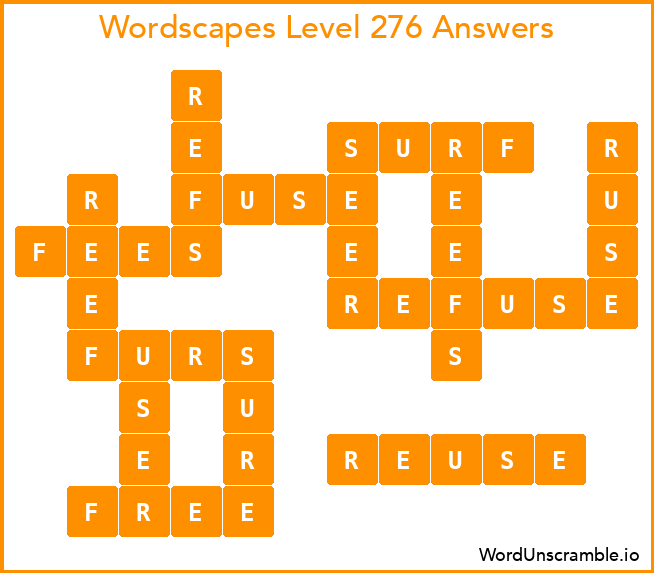 Wordscapes Level 276 Answers