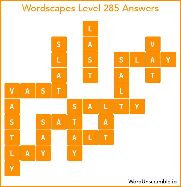 Wordscapes Level 285 Answers