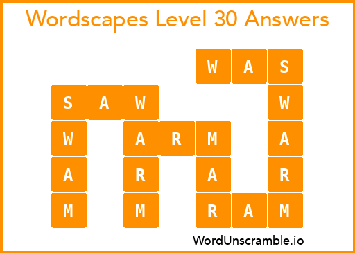 Wordscapes Level 30 Answers