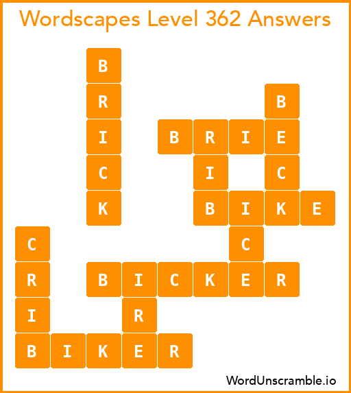 Wordscapes Level 362 Answers