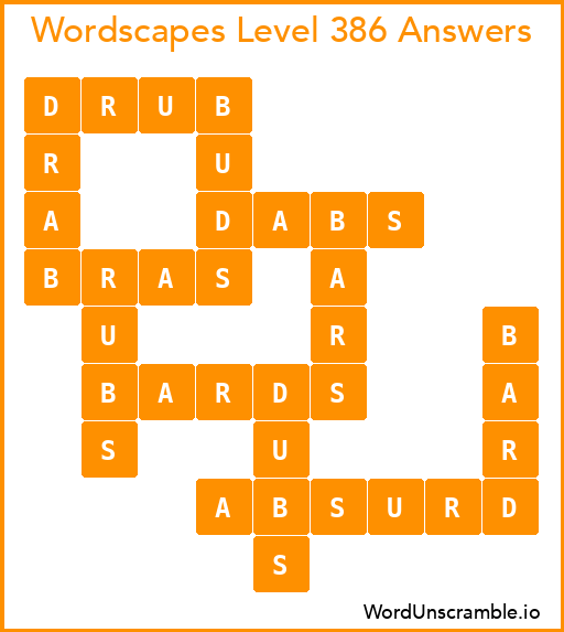 Wordscapes Level 386 Answers