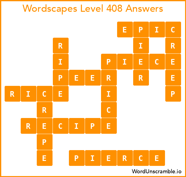 Wordscapes Level 408 Answers