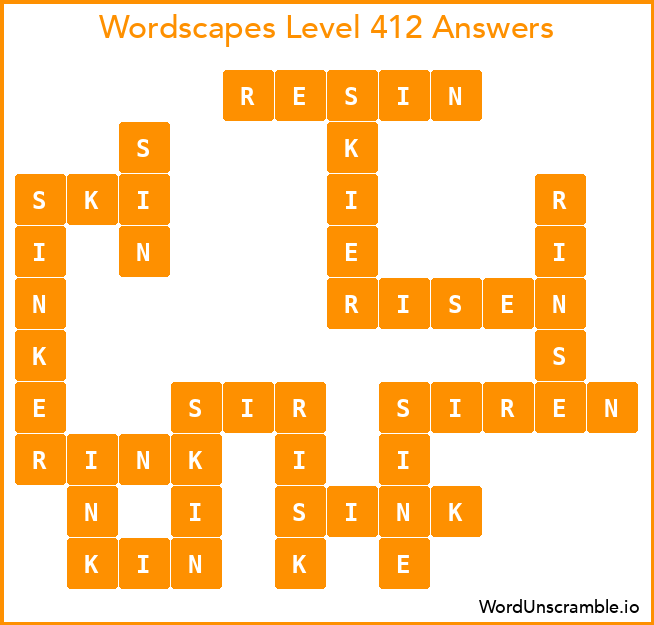 Wordscapes Level 412 Answers