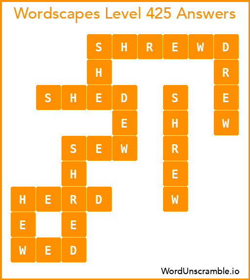 Wordscapes Level 425 Answers