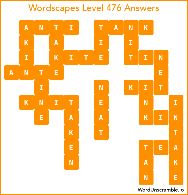 Wordscapes Level 476 Answers