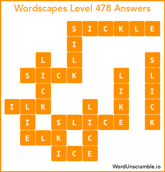 Wordscapes Level 478 Answers
