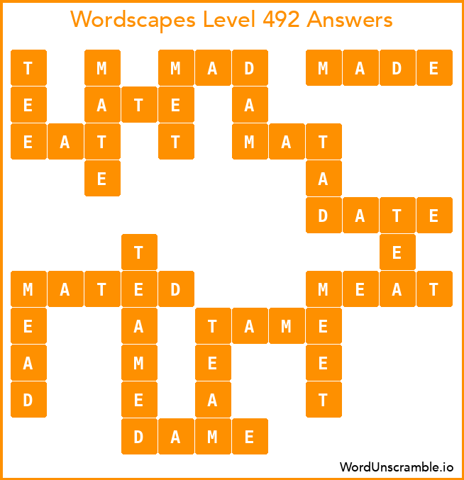 Wordscapes Level 492 Answers