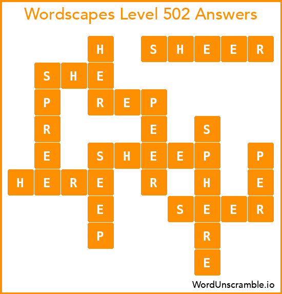 Wordscapes Level 502 Answers