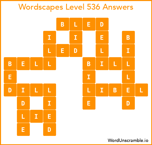 Wordscapes Level 536 Answers