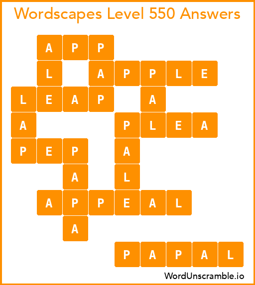 Wordscapes Level 550 Answers
