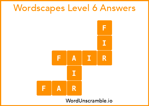 Wordscapes Level 6 Answers