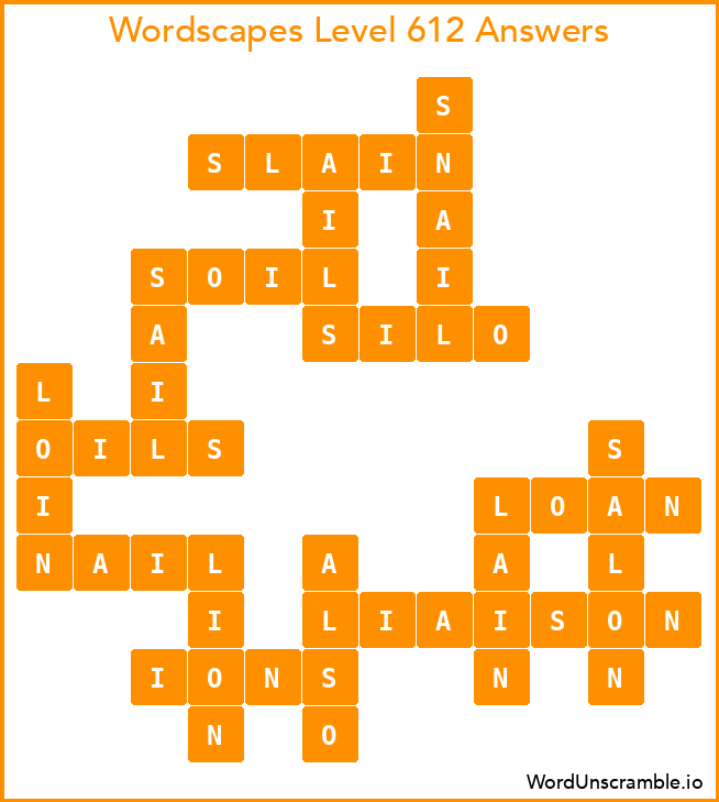 Wordscapes Level 612 Answers