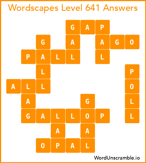 Wordscapes Level 641 Answers